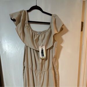 Ci Sono Off The Shoulder Khaki Jumpsuit